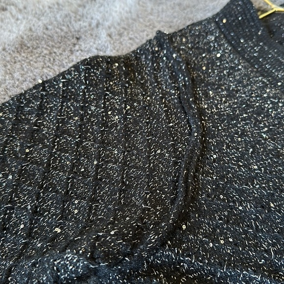 POL NWOT Metallic cable knit oversized cropped open front Cardigan size Large - Picture 11 of 15